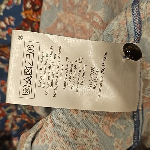 💕SEZANE💕 West Shirt Ranch Marine Multi-Color Paisley Floral Print FR 38 = US 6 - Picture 15 of 16